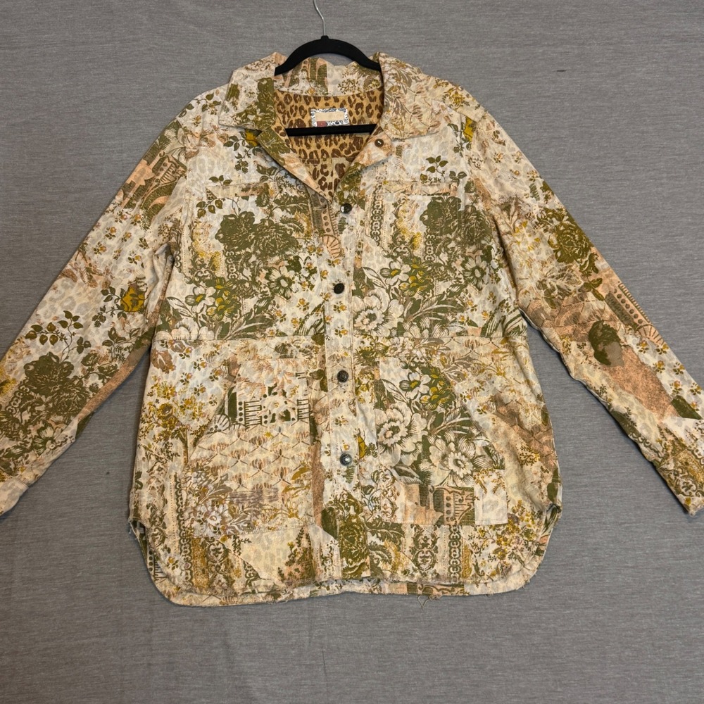 Pilcro Collage Floral Patchwork Button Up Shirt J… - image 1